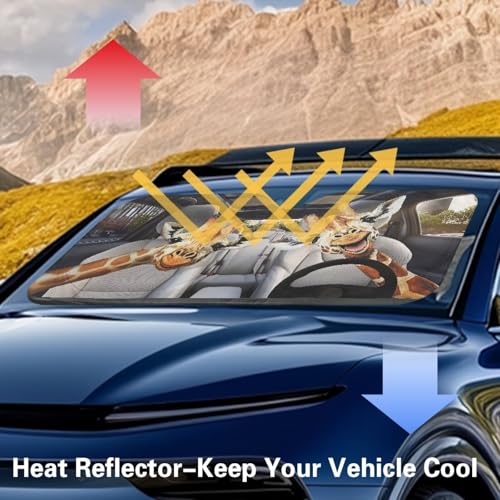 Image of Giraffe Car Sun Shade for Windshield Auto Sun Shades Foldable Automotive Interior Accessories for Sun Protection Protector Accessories for Car Truck SUV