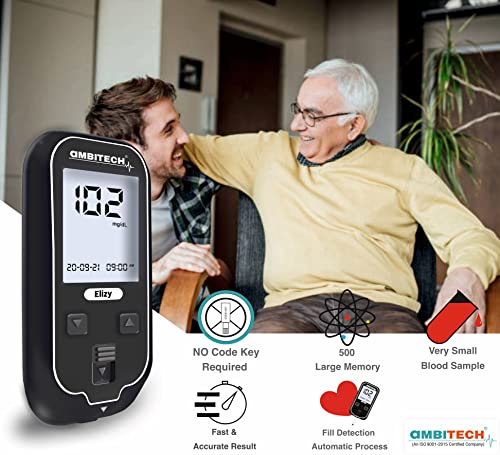 Image of AMBITECH-CONTOUR AmbiTech Elizy blood glucometer and 25 strips with 25 lancets (Made in India) (Life time warranty)