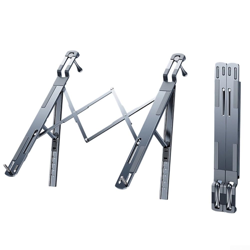 Supporto pieghevole per auto, volante, portatile, regolabile, ergonomico, in alluminio, per ufficio, 32,5 cm, argento