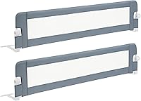 Vista 11 de BABY JOY Rieles de cama para niños pequeños, extra largos, protector de cama de seguridad abatible para cuna convertible, barandilla plegable