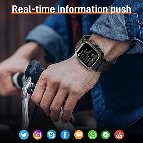 Smart Watches for Men, 1.91'' HD Fitness Activity Tracker Watch with Blood Pressure/Heart Rate Monitor/Blood Oxygen, IX68 Waterproof black Military Outdoors Sport Watch Compatible with iOS and Android - Image 4