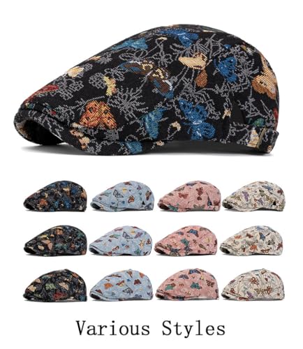 Image of Quanhaigou Men's Cotton Flat Ivy Gatsby Newsboy Driving Hat Adjustable Irish Cabbie Ivy Driving Hunting Cap