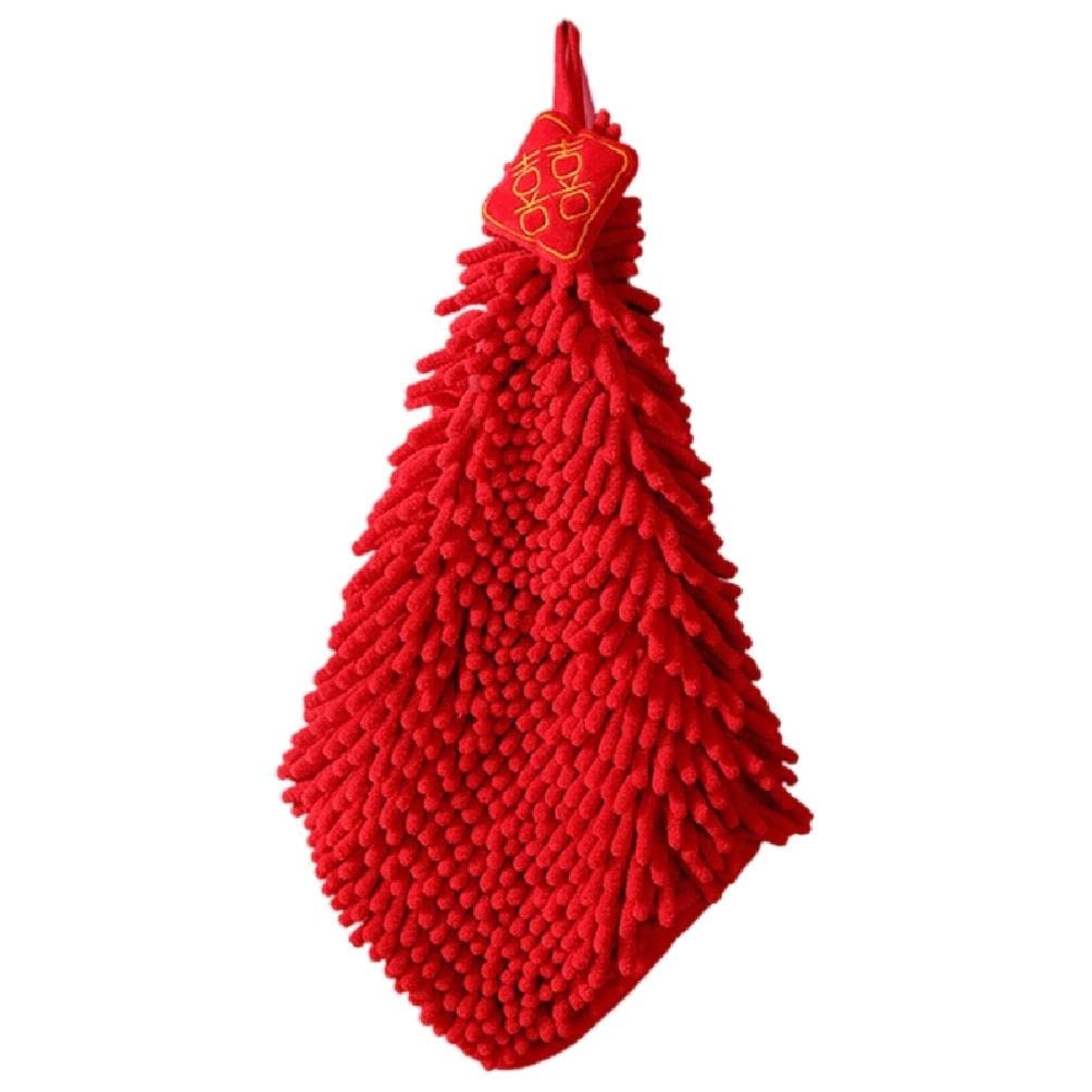 cici storecici store Red Wipe Cloth Hand Towel Bathroom Bath Towel Absorbent Dry Red Chenille Hand Towel for Kitchen Restaurant Cleaning Wipe Cloths Reusable