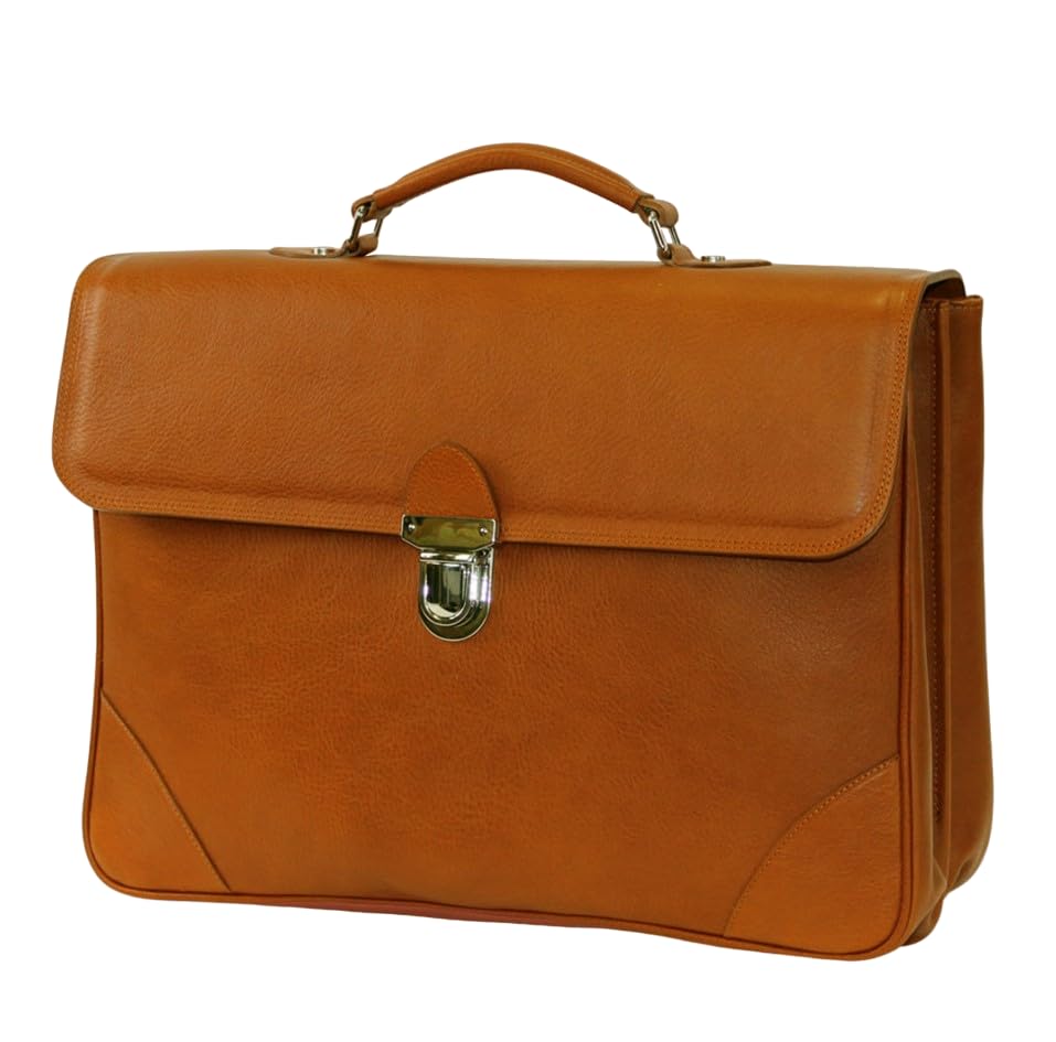The Medium Leather Laptop Case | Handmade to Order in Italy | Vegetable Tanned Leather Briefcase Travel Bag Business Folder