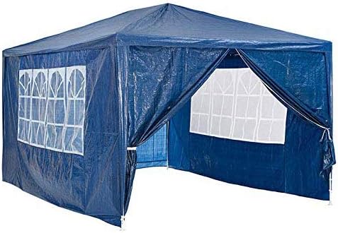 3x4m Waterproof Gazebo Outdoor Party Wedding Event Shelter Tent with 4 Removable Side Walls (3 with Windows 1 with Zip) for all seasons, Blue, 2 Year Warranty