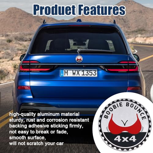 Image of Booble Bounce Badge Rated Car Emblem, 4 x 4 3D Metal Car Badge Decals Stickers Round Emblem Decals, Universal Exterior Decorations Accessories Emblems Badge for Jeep Wrangler Vehicles Truck SUV RV