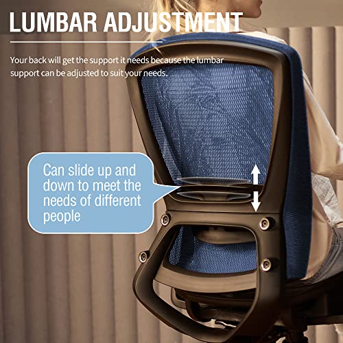 Image of ELABEST Mesh Office Chair,Ergonomic Computer Desk Chair,Sturdy Task Chair- Adjustable Lumbar Support & Armrests,Tilt Function,Comfort Wide Seat,Swivel Home Office Chair (Blue)