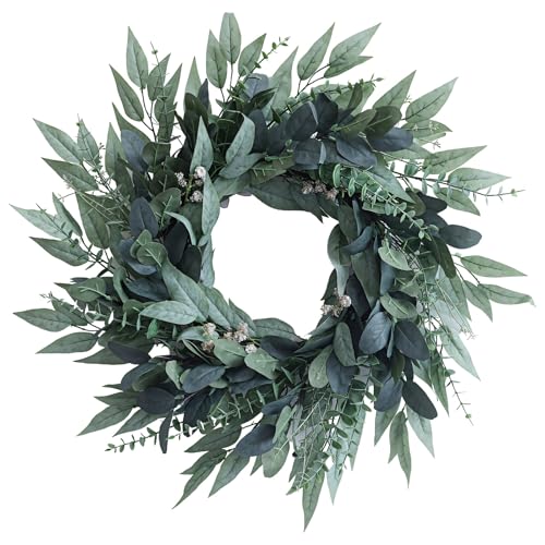 Deskium Realistic 25.59 In Eucalyptus Wreath For Front Door, Artificial