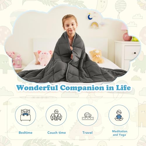 CuteKing Weighted Blanket (7lbs, 40"x 60", Grey) Heavy Blanket for 60-80lbs, Weighted Blanket for Cooling & Heating with Premium Glass Beads, Thick Blanket All-Season - Image 6