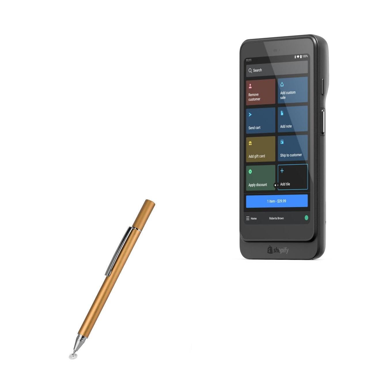 BoxWave Stylus Pen Compatible with Shopify POS Terminal - FineTouch Capacitive Stylus, Super Precise Stylus Pen - Champagne Gold