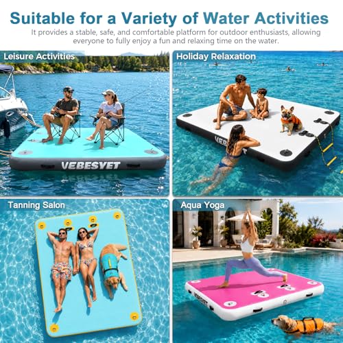 Inflatable Dock with Water Ramp, 6 inch Thick Non-Slip Inflatable Floating Dock for Dogs & Adults, Durable Drop-Stitch Floating Dock Platform for Lake, Ocean, Swimming & Fishing - Image 3