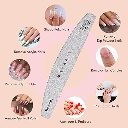 Makartt Nail File Zebra Nail Files 100 100 Grit Bundle With Nail Drill Bits Set, 10Pcs Tungsten Carbide Nail Drill Bits #TOP1