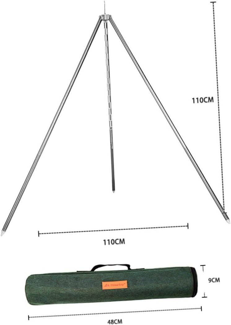 Adjustable Camping Tripod Stand Lightweight Aluminum Alloy Bonfire Pot Bracket for Outdoor Cooking High-Temperature Resistant Grill Accessory for Picnic Hiking