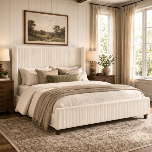Queen Size Bed Frame with 58" Headboard, Modern Platform Bed similar not exact model Box 1/2
