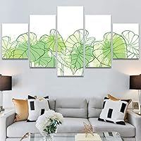 SIGNWIN 5 Panel Canvas Wall Art Modern Art Decorative Elements Expressive Leaves Multicolor Patterns Photography for Home Decorations Ready to Hang - 60