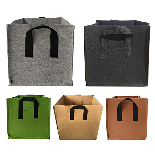 LFONCE 5er Pack Wachsende Pflanzentasche Gartenkartoffel wachsen Taschen mit Griffen Tomaten-, Karotten-Gemüsebehälter Atmungsaktive Stoffzuchttöpfe Wachsender Sack für Container (35 x 35 x 35 cm) Cover