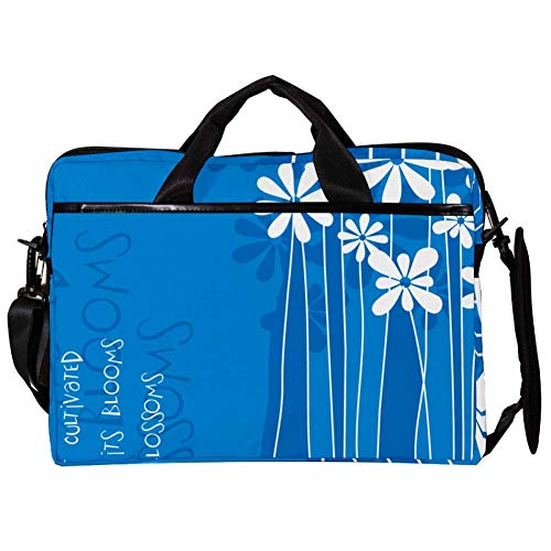 Bolso bandolera para portátil contra golpes con diseño de flores blancas