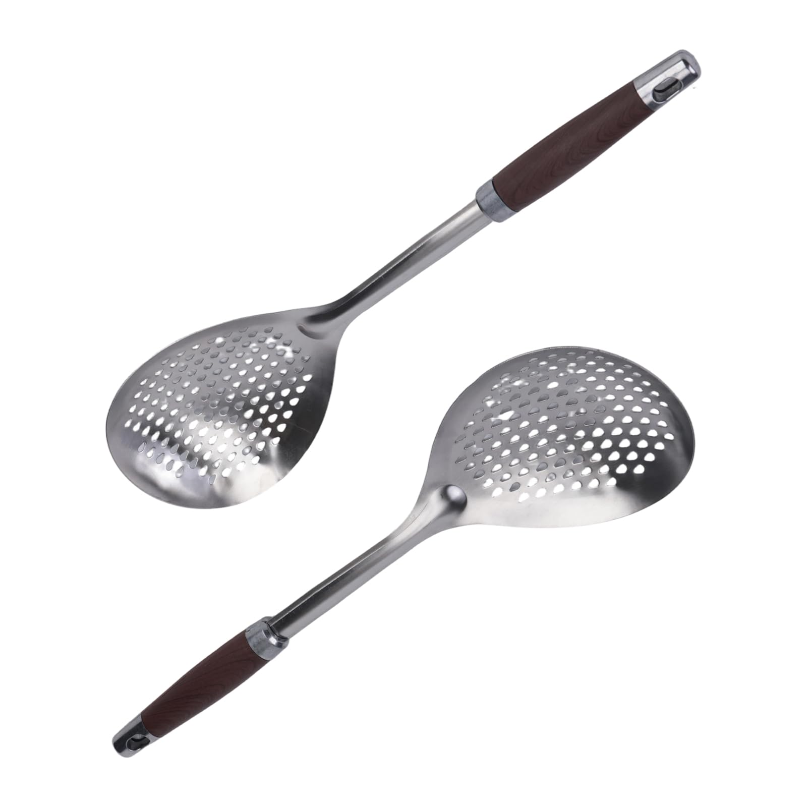 carotoe Wood Grip Perforated Ladle 201 Stainless Steel Slotted Spoon with Wooden Handle for Cooking and Draining Wooden Handle Strainer Spoon