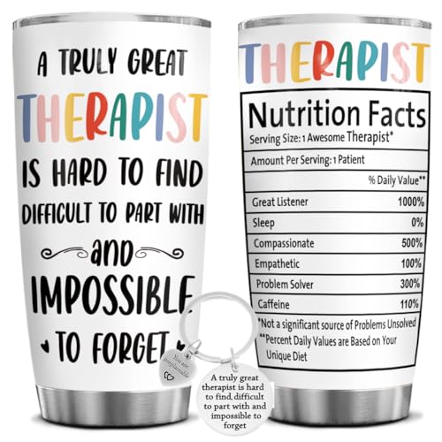 Funny Gifts For Therapists, 20 Oz Stainless Steel Tumbler For Therapist, Therapist Nutrition Facts Tumbler - Christmas, Nurses Week Gifts For Therapy Mental Health Therapist, Psychologist Gift