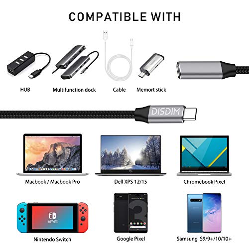 DISDIM USB C Extension Adapter Cable, [183cm/6FT] Thunderbolt 3 USB 3.1 Type-C Fast Charging,4K HD Vedio, Audio Transfer, Data Sync Extend Cord Compatible with MacBook Pro,Nintendo Switch,Pixel 3/2/XL - Thumbnail 7