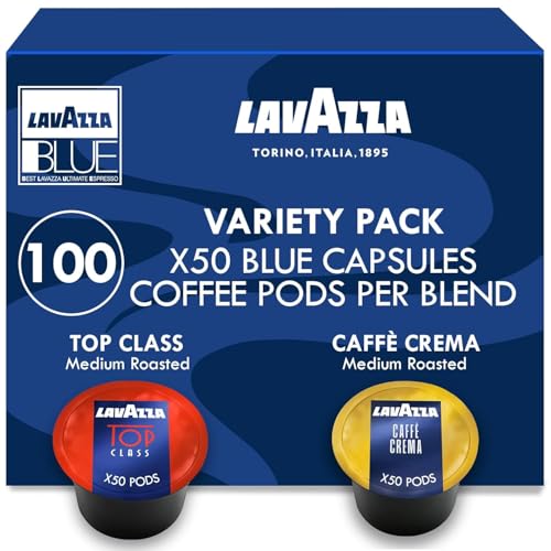 Lavazza Blue Coffee Capsules Variety Pack &ndash; 100 Count (50 Pods Each) &ndash; Includes Top Class & Caff&egrave; Crema Blends &ndash; Compatible with Lavazza LB Espresso Machines Only &ndash; Premium Italian Coffee
