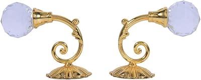 Zerone Curtain Holder, Wall Mounted Curtain Holdbacks Glass Crystal Tassel Curtain Tieback Hook Drapery Tiebacks Tassel Holder Multi Use Coat Hanger Pack of 4 (Gold)