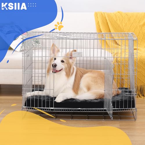 KSIIA Orthopädisches Hundebett für Große Mittelgroße Hunde, Waschbar Hundekissen Flauschig Hundematte Hundematratze mit Abnehmbarer Deckel in Schwarz 90x55x7cm