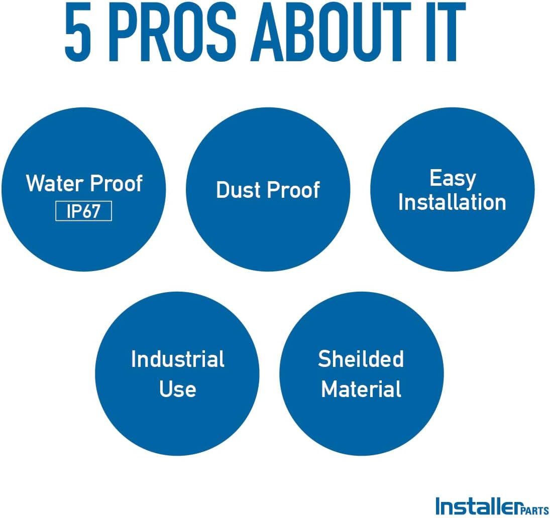 InstallerParts Cat6 RJ45 Shielded Industrial Panel Mount Bulkhead Female/Female Feed Thru Coupler - Network Connectors - IP67 Waterproof/Dust Cap, 5 Pack, Black