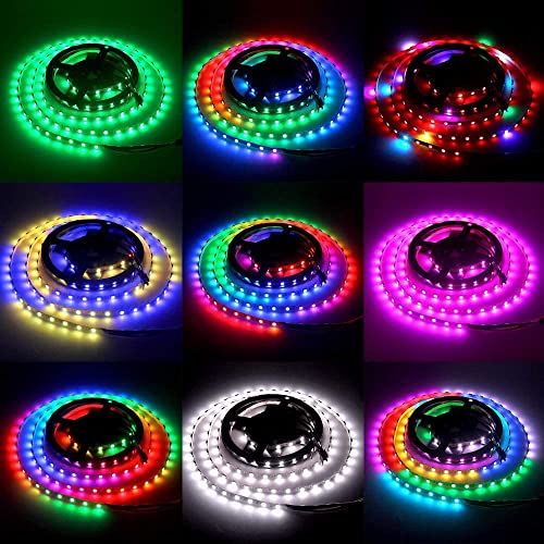 Image of ALITOVE 5mm WS2812B Individually Addressable RGB IC LED Strip Light 6.6ft | DC 5V, Super Narrow 120LEDs WS2812B LED Strip, Programmable Cuttable Pixel Strip, for Home Bedroom Bar Gaiming Decor