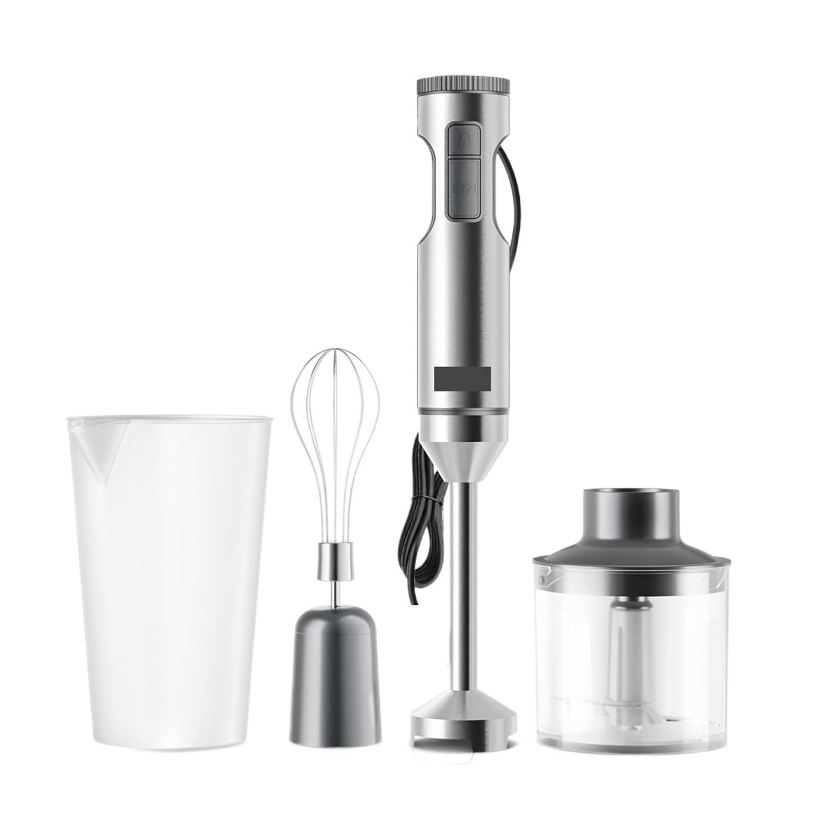 Blender Ręczny 4 W 1, 1000 W, Mocny, Ze Stali Nierdzewnej, Mikser Ręczny Do Żywności, Pojemnik Do Mieszania 700 Ml, Procesor 500 Ml, Trzepaczka łAtwy W UżYciu(R-PHB8001)