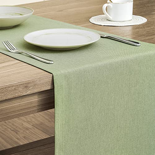 Zeemart Basic Linen Style Table Runner, 14 X 72 Inch Sage Green, Rustic Farmhouse Green Table Runners 72 Inches Long, Everyday Polyester Table Runner - Machine Washable & Easy Care #TOP3