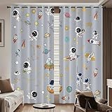 YZQGLHP Astronauta de Dibujos Animados Cortinas Opacas Paquete de 2, Naves Espaciales Cortina, Puede Proteger contra el Frío y el Calor, Adecuadas para Dormitorios y Salas de Estar, 140An x 175Al cm