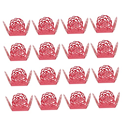 JECOMPRIS 50 piezas Unidades Papel para Chocolates con Diseño de Rosas Bandejas para Dulces y Postres Bodas y Fiestas Soporte Ligero para Trufas y Bombones Rojo