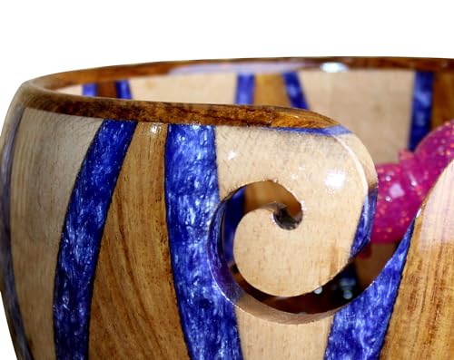 Image of Wooden Yarn Bowl for Knitting Yarn Bowl for Crocheting, Yarn Storage Bowl to Prevent Slipping, Wooden Yarn Holder, Best Gift for Crochet (#Desig-8)