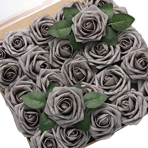 DerBlue 60pcs Artificial Roses Flowers Real Looking Fake Roses Artificial Foam Roses Decoration DIY for Wedding Bouquets Centerpieces,Arrangements Party Baby Shower Home Decorations