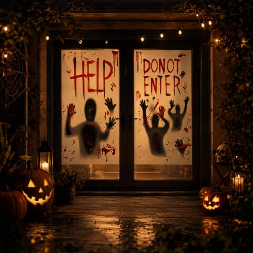 Oeyliz Halloween Giant Bloody Window Posters Windows Clings 2PCS - image 6
