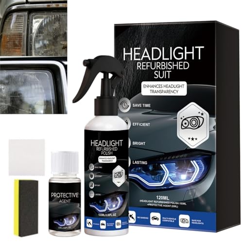 Car Headlight Restoration Kit,Headlight Restoration Liquid,Multifunctional Car Headlight Cleaner,Headlight Lens Cleaner with Anti Oxidation Formula,Durable Repair Kit for Headlights of All Vehicle