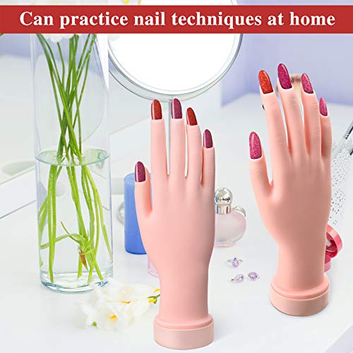 Nail Art Training Practice Hand Bendable Silicone Fake Hand And 500 Pieces False Nails For Nail Art Training Display (Natural Nails) #TOP1