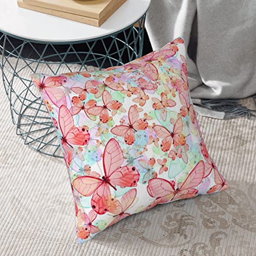 Housse de coussin velours rose 50x50 cm motif papillon - 7