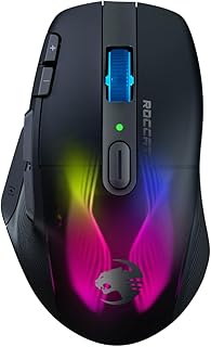 Roccat Kone XP Air – Wireless Gaming Mouse, 19K DPI Optical Sensor, 100h Battery, Charging Dock, AIMO RGB Lighting, Black