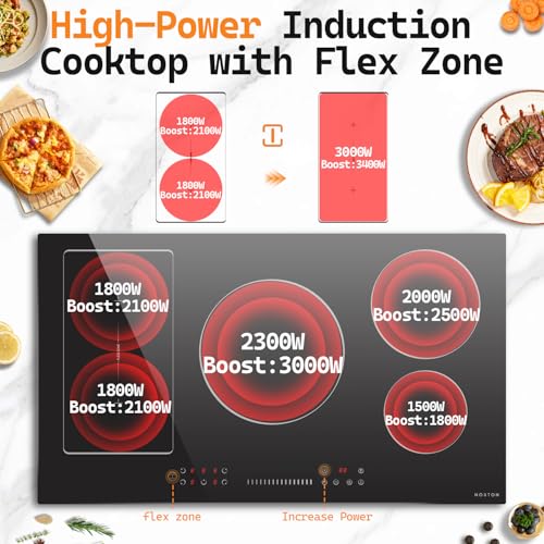 Image of Noxton 36 Inch Induction Cooktop, 5 Burner Electric Cooktop, 240V Hard Wire
