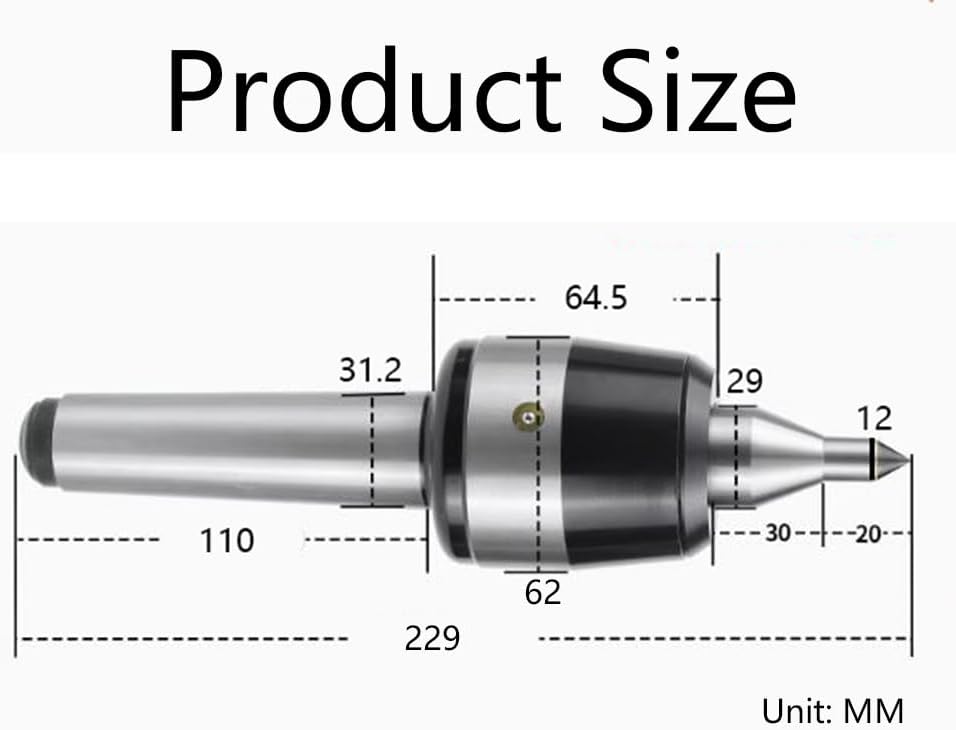 Precision Medium Duty Live Center, MT4 Morse Taper Rotary Center Heavy Duty High Speed Live Tailstock Center for High-Speed Lathes, CNC Lathes