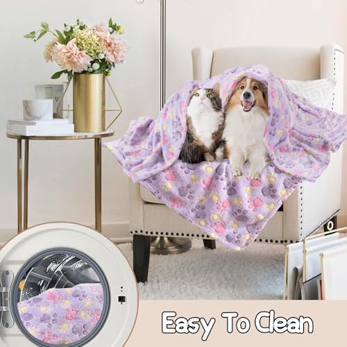 Image of Dog Blankets for Dogs, 3 Pack Large Blanket Medium Dog Cat Soft Fuzzy Blankets Washable,Comfort Flannel,Fuzzy Soft Blankets for Dogs,Pet Blanket,Reversible Cow Print,41 x 31 inch,Blue