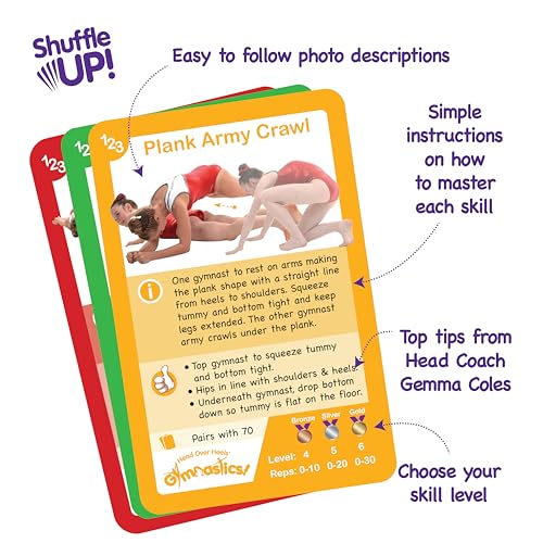 Shuffle Up Gymnastics Games - Family Games with 70+ Fun Fitness Workout Cards, Gymnastics Equipment for Kids, Gymnastics Gifts for Girls & Boys - Image 7