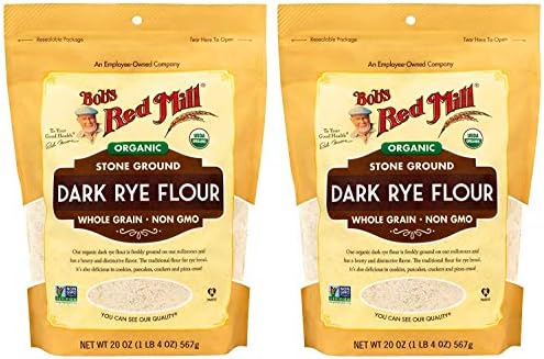 Bob's Red Mill 2 Organic Dark Rye Flour - 2 20 Ounce (1.25 lbs) Stand Up Resealable Bags