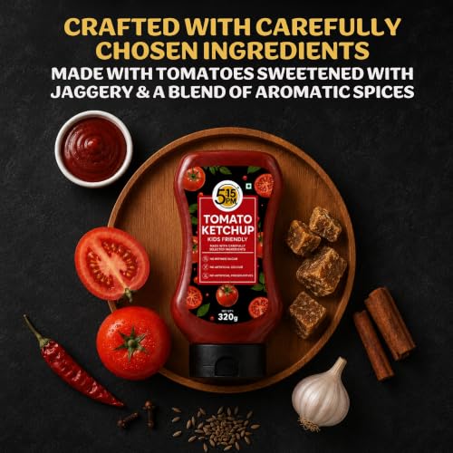 Image of 5:15 PM Tomato Ketchup - 320g | Tomato Sauce made With Fresh Tomatoes & Jaggery | No Refined Sugar | No Artificial Colour or Preservatives | Delicious Everyday Dip & Spread