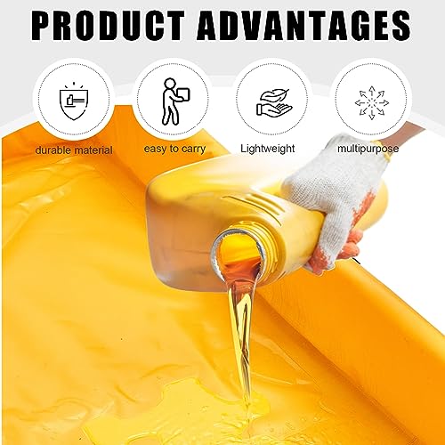 Image of Wettarn Folding Duck Pond 4' x 4' Portable Spill Containment Berm Wall Containment Berm (Yellow)