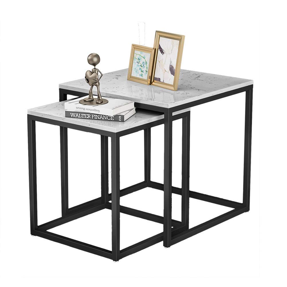 HANFCB Round Coffee Table Marble Coffee Table Coffee Table Modern Space Saving Nest Table Sofa Side Table for Living Room Office Set of 2 (Color : Gold)