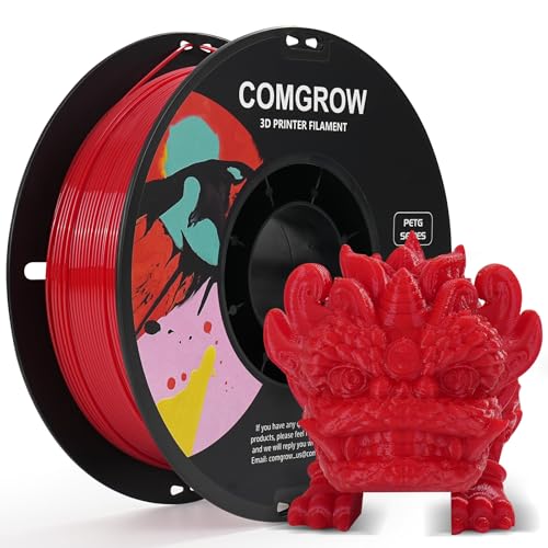 Image of Comgrow PETG 3D Printer Filament 1.75mm, High Precision and Tough 3D Printer Filament 1kg (2.2LBS), Dimensional Accuracy + /- 0.02 mm, Fit Most 3D Printers Red