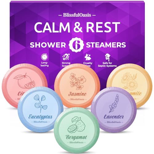 BlissfulOasis Shower Steamers 6 Packs, Shower Bath Bombs with Natural Fragrance, Self-Care &...